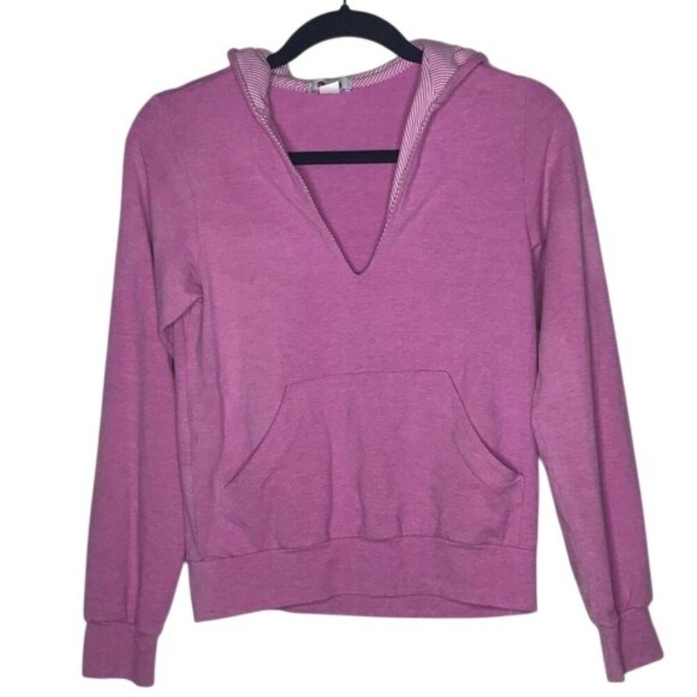 Vintage SOLOW Y2K Pink Yoga Hoodie Stripe Trim USA Small So Low Activewear